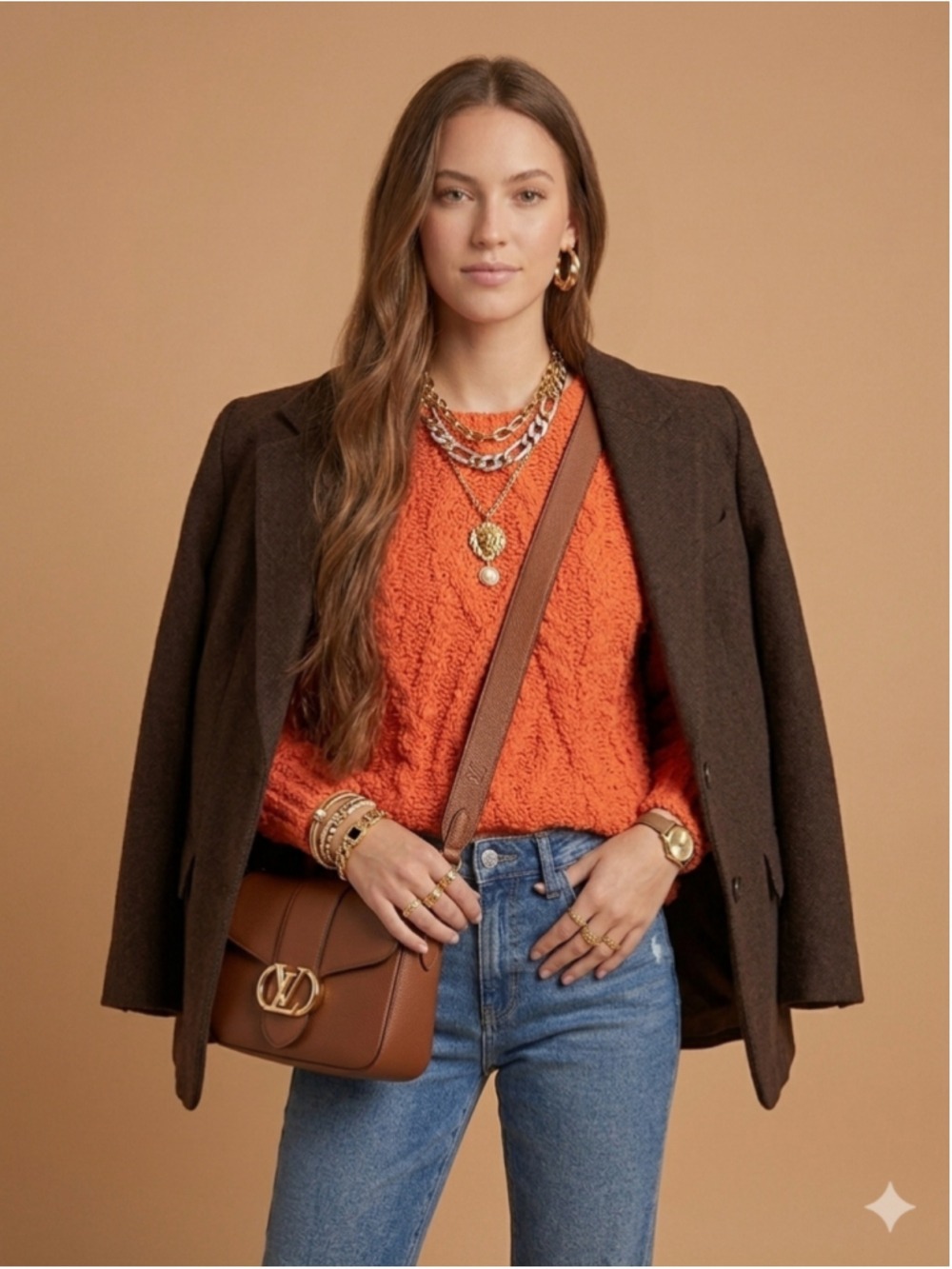 Anthropologie Sweater Women XS Adaia⁸ Orange Cable Knit Sleeping On Snow